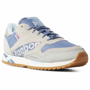 Reebok CL LTHR RIPPLE Turnschuhe Damen - Blau/Weiß Grau - DE 579-HDV